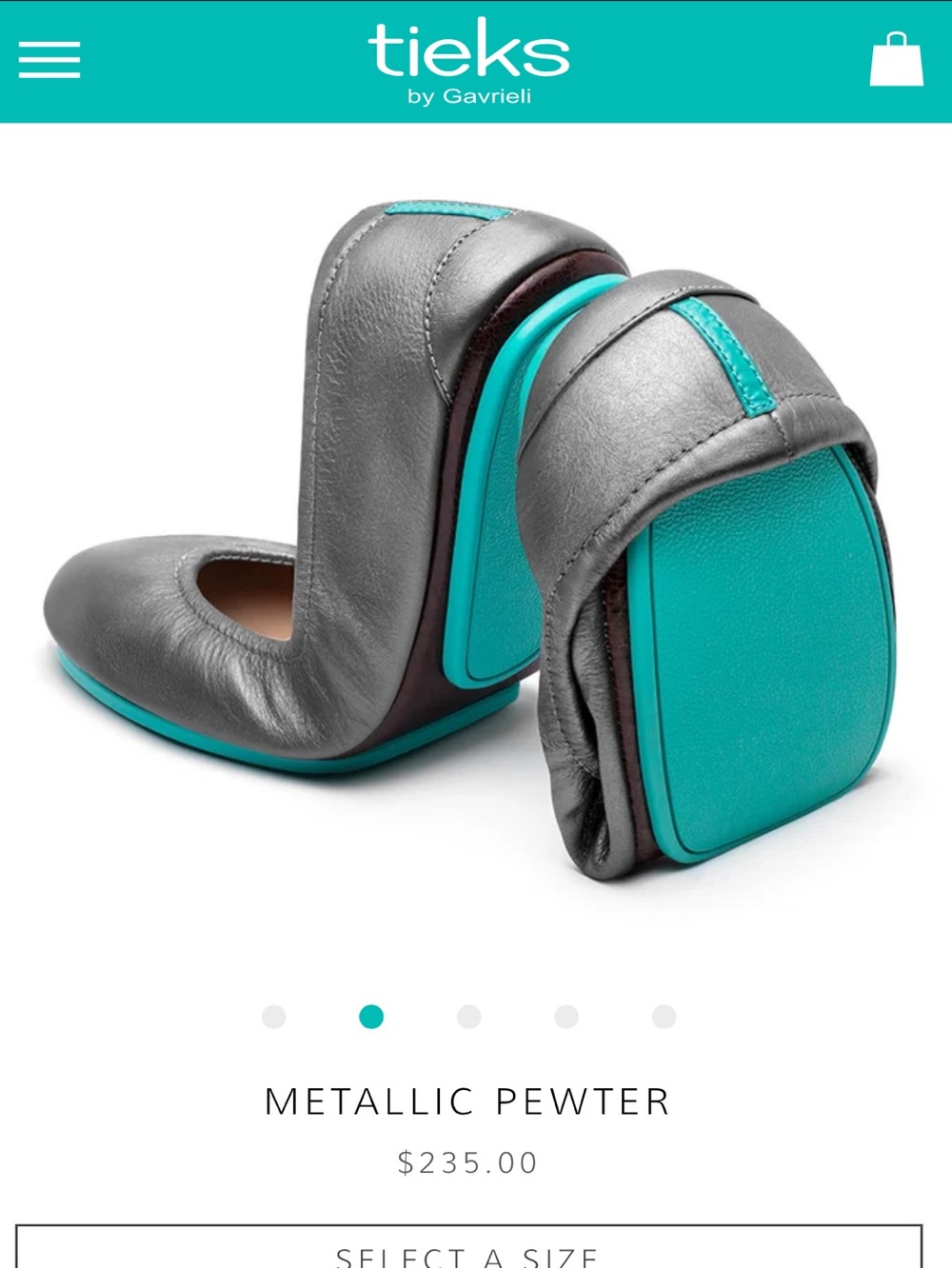 Tieks Metallic Pewter Leather Ballet Flats Chic Luxury Classic NWOB Shoes 235$ 8
